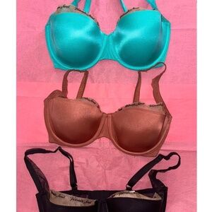 3 New Victoria’s Secret Very Sexy Smooth Logo Balconette Bra Lot 34DDD